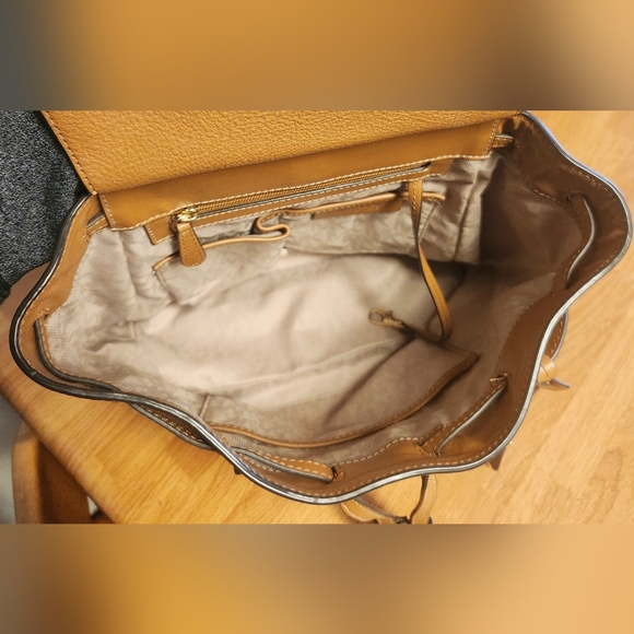 Michael Kors Romy Medium Sized Tan Leather Backpack - Picture 10 of 11
